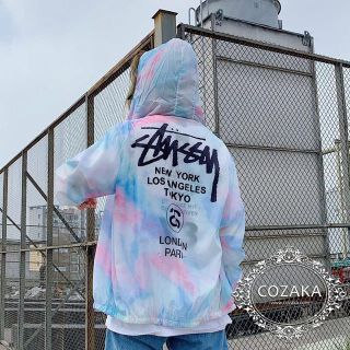 ステューシー(STUSSY)のステューシー♡ピンクグラデーションUVカットパーカー(パーカー)