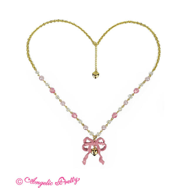 Angelic Pretty(アンジェリックプリティー)のangelic pretty sweetie ribbon ネックレス　ピンク レディースのアクセサリー(ネックレス)の商品写真