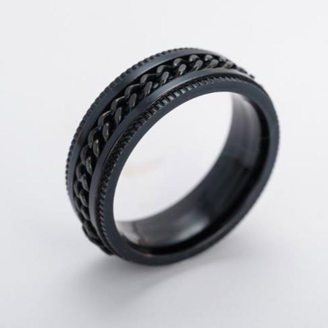 ブラック　チェーン　シンプル　ユニセックス ランキング 指輪　リング メンズのアクセサリー(リング(指輪))の商品写真