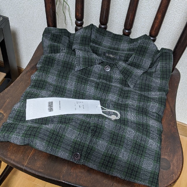 COMOLI(コモリ)のナスビ様 comoli グリーンチェック レーヨン オープン カラー シャツ 3 メンズのトップス(シャツ)の商品写真
