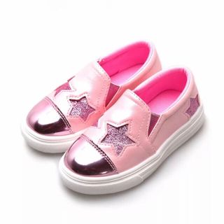 ザラキッズ(ZARA KIDS)のメタリックスタースリッポン　ピンク　16.0cm(スリッポン)