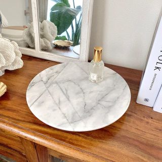 ザラホーム(ZARA HOME)のビジュー脚　天然大理石ラウンドデコレーショントレイ　L(小物入れ)