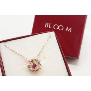 ブルーム(BLOOM)の【B249】BLOOM シルバー フープ ハート ネックレス ピンクトルマリン(ネックレス)