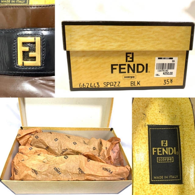 FENDI(フェンディ)のFENDI 約22cm レザーパンプス ロゴ金具 ブラウン ブラック フェンディ レディースの靴/シューズ(ハイヒール/パンプス)の商品写真