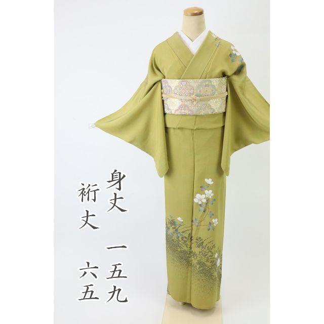 訪問着*単衣 枝花模様 黄緑色 略礼装♪ 3HY55 高級品市場 9000円 www