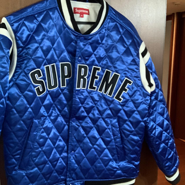 Supreme Quilted Satin Varsity Jacket