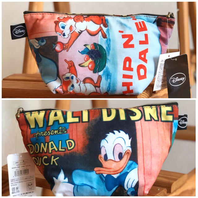 Disney(ディズニー)の新品未使用タグ付　DONALD❤︎CHIP&DEALポスターアートポーチ レディースのファッション小物(ポーチ)の商品写真