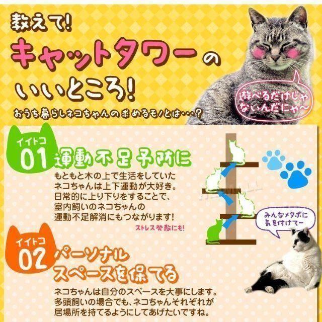 新品★キャットタワー 突っ張りタイプ ベージュ BA/p その他のペット用品(猫)の商品写真