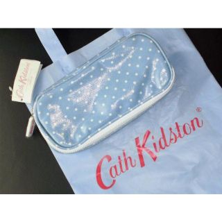 キャスキッドソン(Cath Kidston)のsmile様キャスキッドソン鏡ミラー付きメイクアップポーチ水玉ドットブルー(ポーチ)