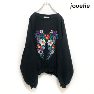 ジュエティ(jouetie)のjouetie ジュエティ★花刺繍 長袖スウェット オーバーサイズ ブラック 黒(トレーナー/スウェット)