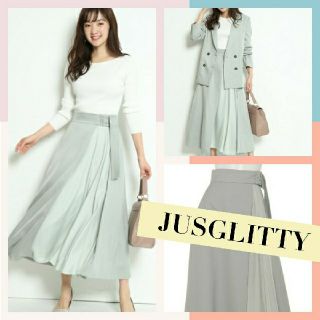 ジャスグリッティー(JUSGLITTY)の【週末限定値下】JUSGLITTY
巻き風Ａラインロングスカート
ミント 0(ロングスカート)