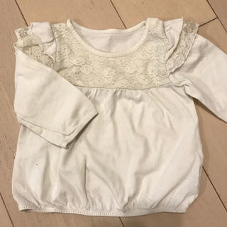 ユニクロ(UNIQLO)のユニクロ 80cm 子供服 トップス 長袖 Tシャツ 白 レース 女の子(Tシャツ/カットソー)