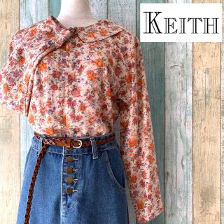 キース(KEITH)の美品！KEITH 花柄 レーヨン ボタンダウン シャツ ブラウス 春(シャツ/ブラウス(長袖/七分))