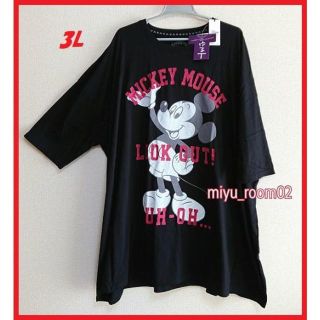 ミッキーマウス(ミッキーマウス)の【新品☆】ミッキー 半袖シャツ(チュニック)ゆるT☆3L(Tシャツ(半袖/袖なし))