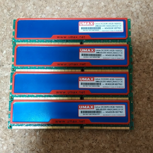 PCメモリ UMAX DDR3 4GB×4枚  16GB 1