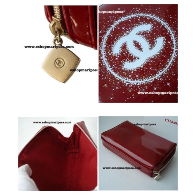 CHANEL(シャネル)の伊勢丹限定 希少なコスメポーチ 赤 メイクアップバッグ レッド エナメル  レディースのファッション小物(ポーチ)の商品写真