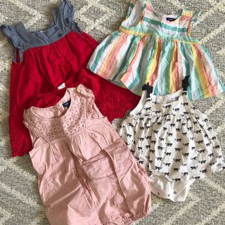 ベビーギャップ(babyGAP)のベビーギャップ babygap 赤ワンピース チュニック パンツ付き12-18m(ワンピース)