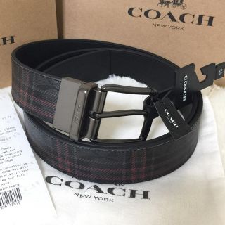 コーチ(COACH)の新品 タグ付 コーチ リバーシブル ベルト シグネチャー ガンメタル (ベルト)