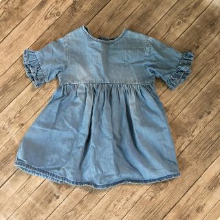 ザラキッズ(ZARA KIDS)のzara baby girl  デニム　ワンピース　　92(ワンピース)