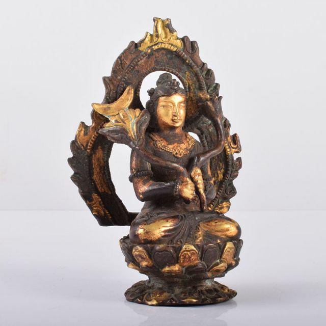 中国 古銅鍍金 チベット仏 仏像 置物 V Ｒ2644-
