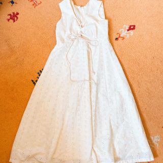 グリモワール(Grimoire)の淡いイエロー　刺繍ワンピ　レースワンピ(ロングワンピース/マキシワンピース)