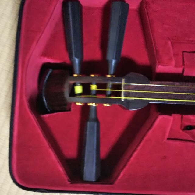 津軽三味線  胴袋、撥等一式、ケース付き 楽器の和楽器(三味線)の商品写真