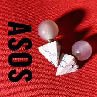 エイソス(asos)のASOS ストーンピアス 2パターン使用可♪ 丸玉 スクエア 水晶(ピアス)