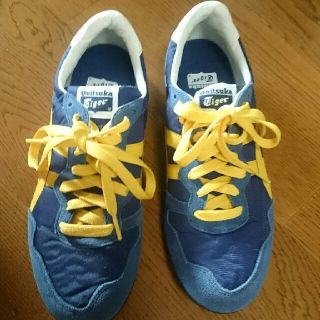 オニツカタイガー(Onitsuka Tiger)のオニツカ タイガー スニーカー 24cm 紺×黄色 ジョギングにも(スニーカー)