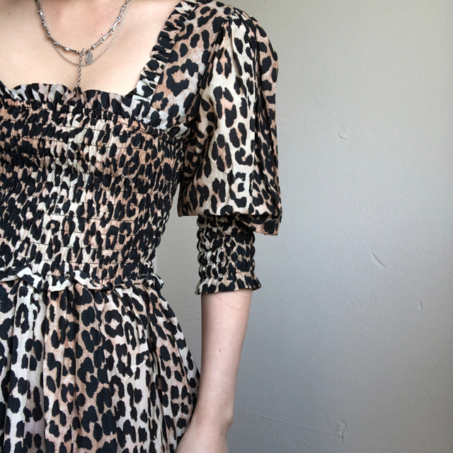 GANNI leopard dress コットンシルク　新品