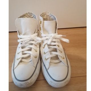 コンバース(CONVERSE)の【CONVERSE☓earth】 ALLSTAR ホワイトハイカット ゴールド(スニーカー)