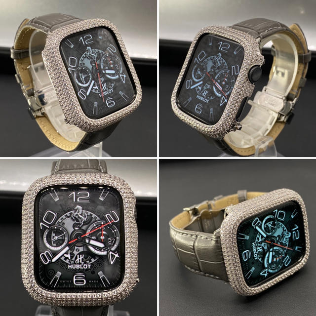 アップルウォッチキラキラカスタムカバーセットApple Watchバンドレザー-