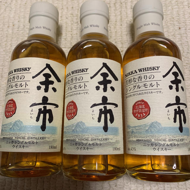 余市 ニッカウイスキー シングルモルト 180ml 3本 余市 ニッカウイスキー シングルモルト 180ml 3本