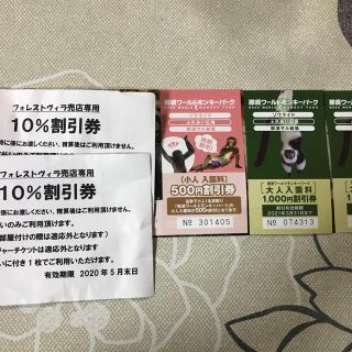 那須ワールドモンキーパーク入園割引券　おまけでサンバレーの売店割引券(その他)