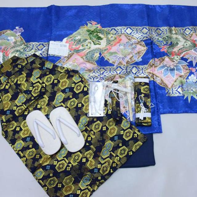 七五三 五歳 男児 羽織袴フルセット  金刺繍 龍 袴変更可能 NO32799