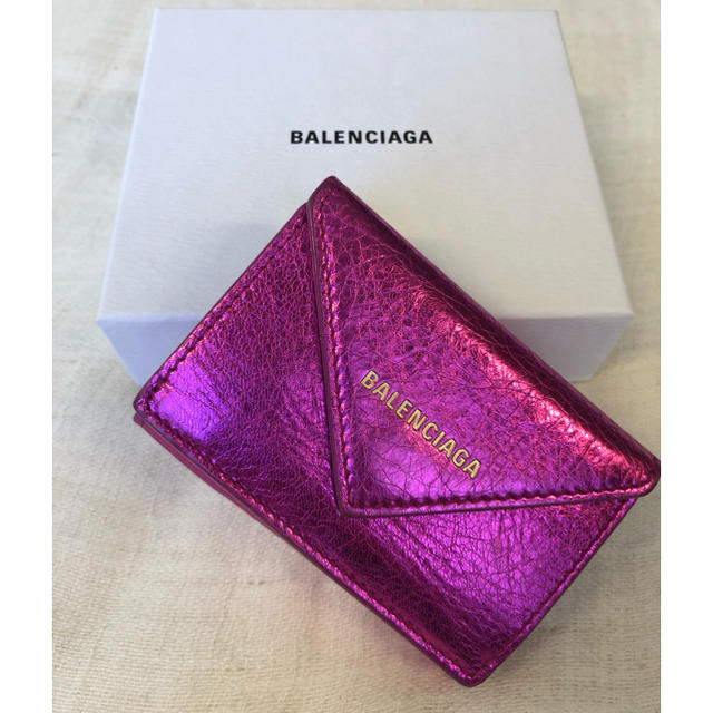 バレンシアガ　BALENCIAGA  ミニウォレット ペーパー　メタリックピンク 1