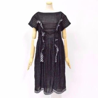 コムデギャルソン(COMME des GARCONS)のトリコ✩ギンガムチェックガーゼコットン 二重織フリルワンピース (ひざ丈ワンピース)