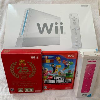 ウィー(Wii)のwii本体＋リモコン＋ソフト2本 セット(家庭用ゲーム機本体)