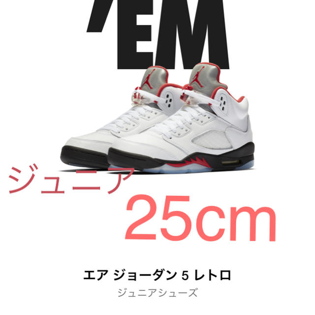 【25cm】AIR JORDAN 5 RETRO FIRE RED  ジュニア