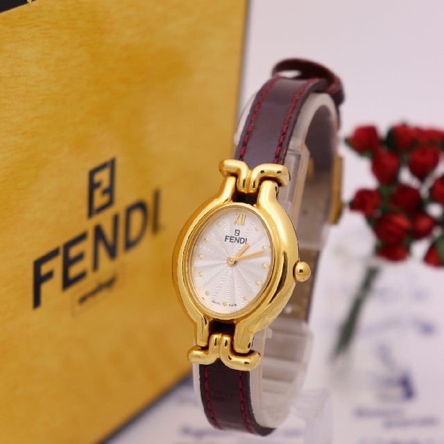 ファッション小物正規品【新品電池】FENDI 640L/ベルト一本 赤茶 動作品