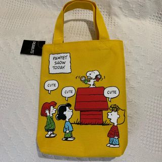 スヌーピー(SNOOPY)の《新品 タグ付き》スヌーピー   縦長ミニトートバッグ   ④イエロー(トートバッグ)