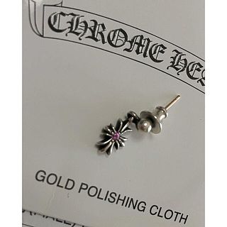 クロムハーツ(Chrome Hearts)のクロムハーツ　タイニークロス　ピアス　ピンクサファイア(ピアス(片耳用))