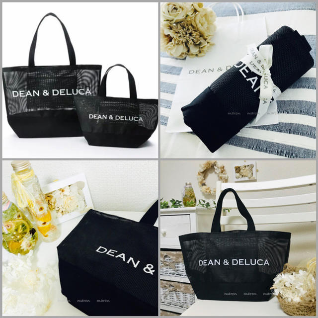 DEAN & DELUCA(ディーンアンドデルーカ)の紙袋付き★DEAN&DELUCAメッシュバッグメッシュトートバッグ黒Ｓエコバッグ レディースのバッグ(エコバッグ)の商品写真