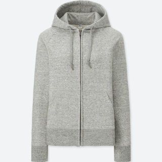 ユニクロ(UNIQLO)のユニクロ スウェットフルジップパーカ 長袖 レディース グレー XL(パーカー)