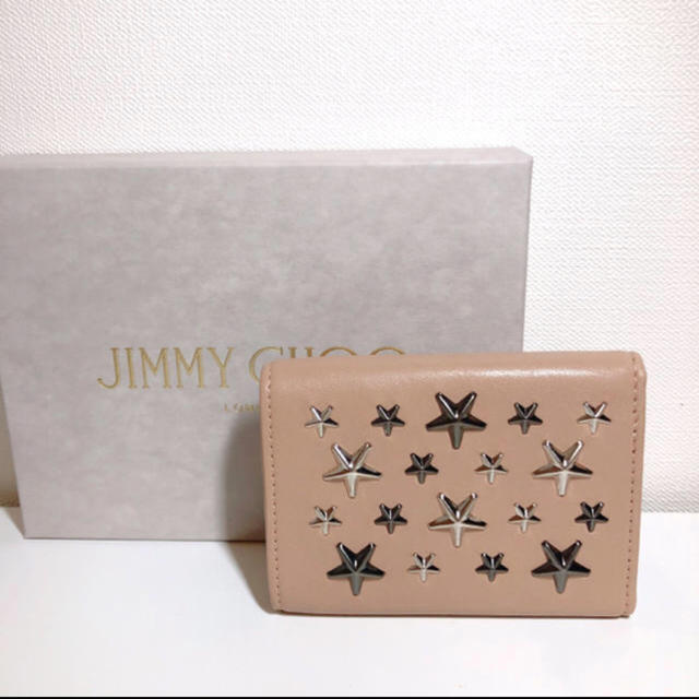 JIMMY CHOO(ジミーチュウ)のJIMMY CHOO 三つ折り財布 ピンク スタッズ レディースのファッション小物(財布)の商品写真