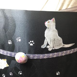正絹手描き猫絵の名古屋帯