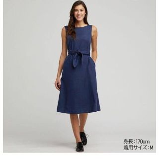 ユニクロ(UNIQLO)のUNIQLO リネンブレンドワンピース(ひざ丈ワンピース)