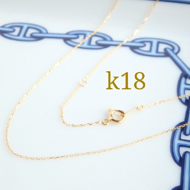 k18ネックレス　新品未使用　18金ネックレス k18あずきチェーンネックレス ハンドメイドのアクセサリー(ネックレス)の商品写真
