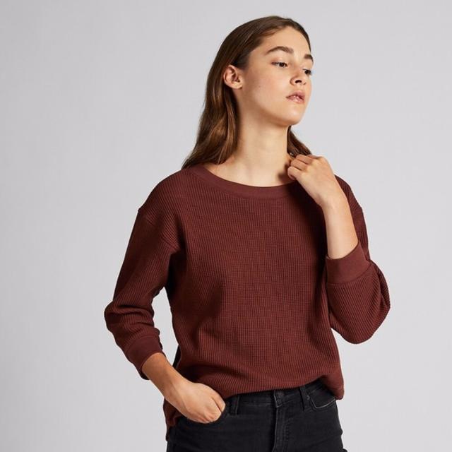 UNIQLO(ユニクロ)の完売！ユニクロ●ワッフルクルーネックT 7部袖　人気色2枚セット レディースのトップス(カットソー(長袖/七分))の商品写真