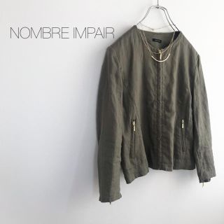 ノンブルアンベール(nombre impair)の★ノンブルアンペール★リネンブルゾン ジャケット カーキグレー(ブルゾン)