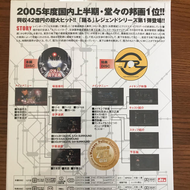 交渉人 真下正義 スタンダード・エディション DVD エンタメ/ホビーのDVD/ブルーレイ(日本映画)の商品写真